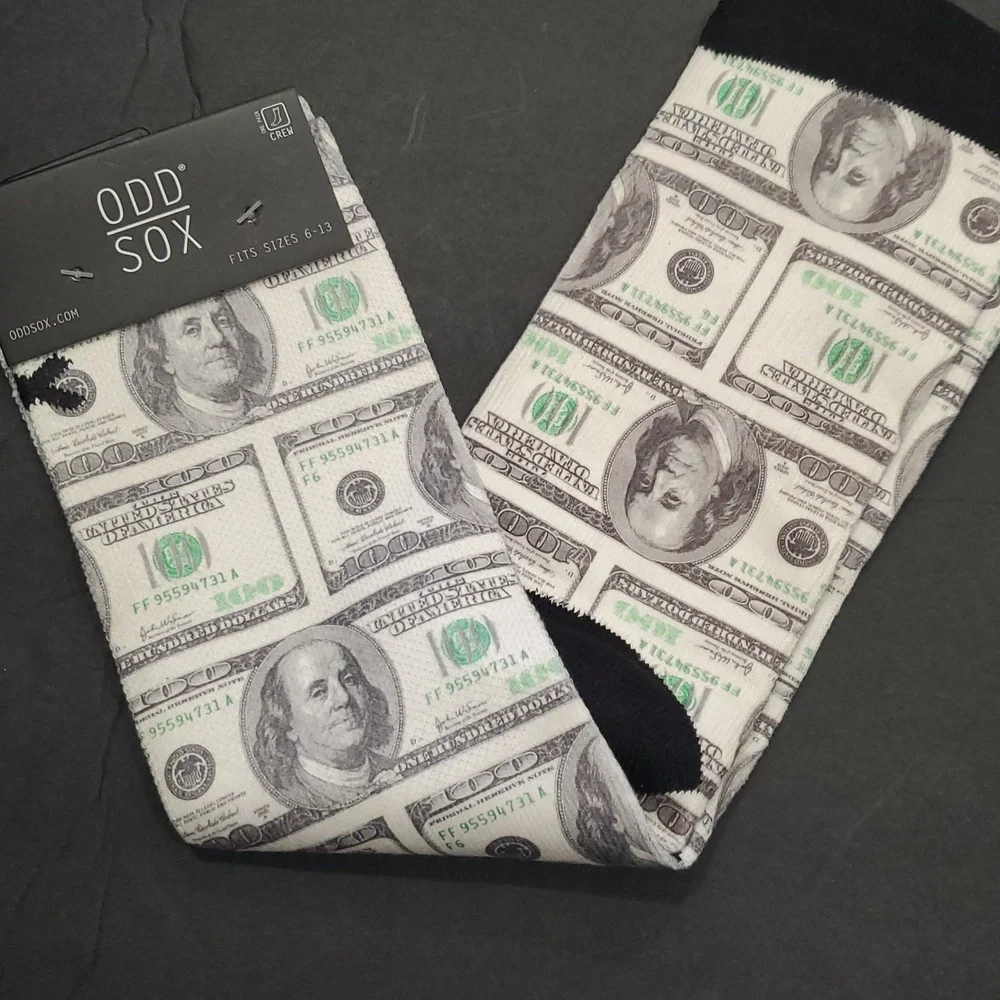 Odd Sox all about the Benjamin's‎ $100 bills gag gift crewsocks fits size 6-13